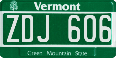 VT license plate ZDJ606