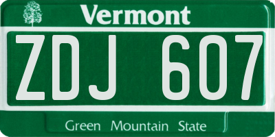 VT license plate ZDJ607