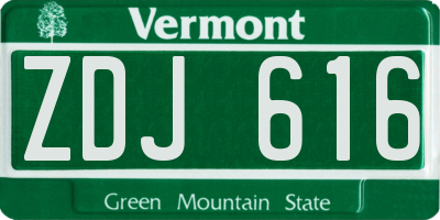 VT license plate ZDJ616