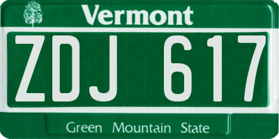 VT license plate ZDJ617