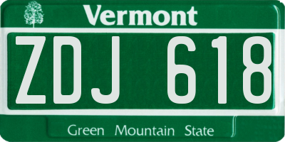 VT license plate ZDJ618