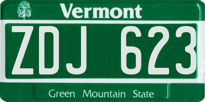 VT license plate ZDJ623