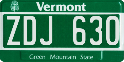 VT license plate ZDJ630