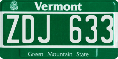 VT license plate ZDJ633