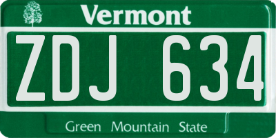 VT license plate ZDJ634