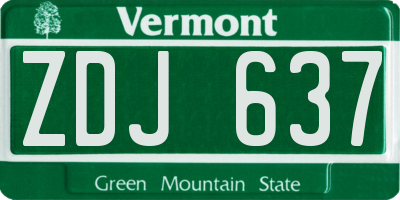 VT license plate ZDJ637
