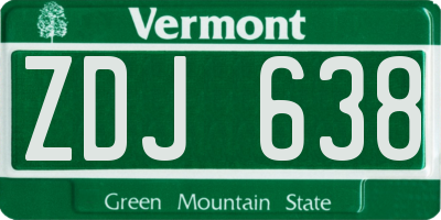 VT license plate ZDJ638
