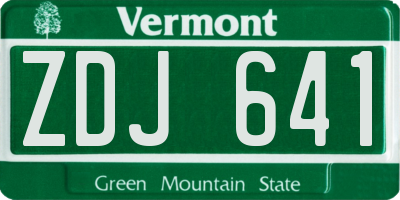 VT license plate ZDJ641