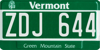VT license plate ZDJ644