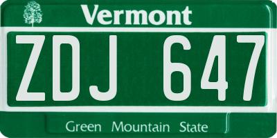 VT license plate ZDJ647