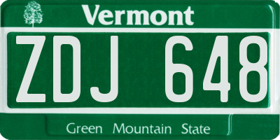 VT license plate ZDJ648