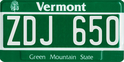 VT license plate ZDJ650