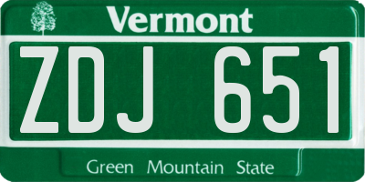 VT license plate ZDJ651
