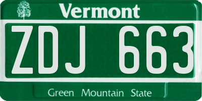 VT license plate ZDJ663