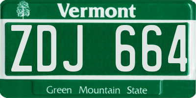 VT license plate ZDJ664
