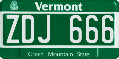 VT license plate ZDJ666