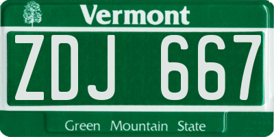 VT license plate ZDJ667