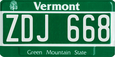 VT license plate ZDJ668