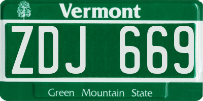 VT license plate ZDJ669