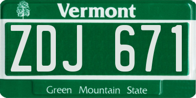 VT license plate ZDJ671
