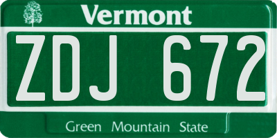 VT license plate ZDJ672