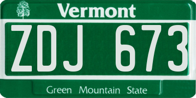 VT license plate ZDJ673