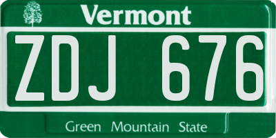 VT license plate ZDJ676