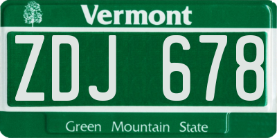 VT license plate ZDJ678