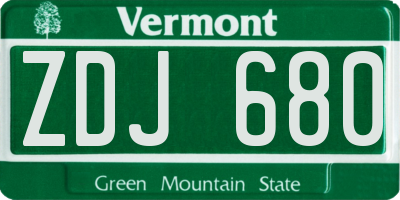 VT license plate ZDJ680