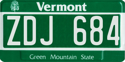 VT license plate ZDJ684