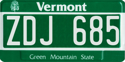 VT license plate ZDJ685