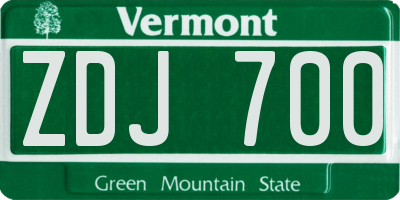 VT license plate ZDJ700
