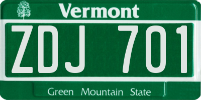 VT license plate ZDJ701