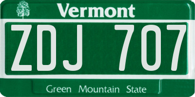 VT license plate ZDJ707