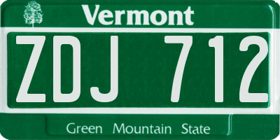 VT license plate ZDJ712
