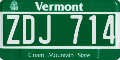 VT license plate ZDJ714