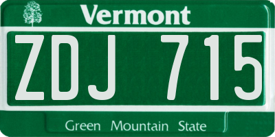 VT license plate ZDJ715