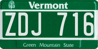 VT license plate ZDJ716