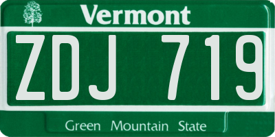 VT license plate ZDJ719