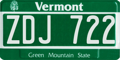 VT license plate ZDJ722