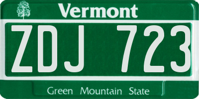 VT license plate ZDJ723