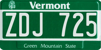 VT license plate ZDJ725