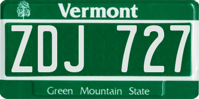 VT license plate ZDJ727