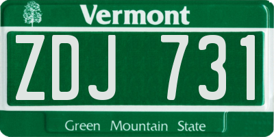 VT license plate ZDJ731