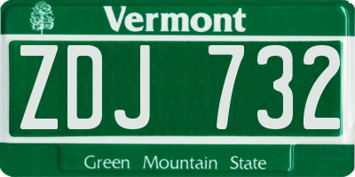 VT license plate ZDJ732