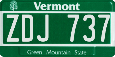 VT license plate ZDJ737