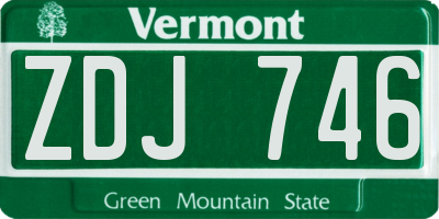 VT license plate ZDJ746