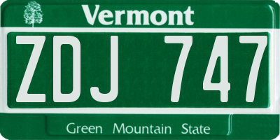 VT license plate ZDJ747