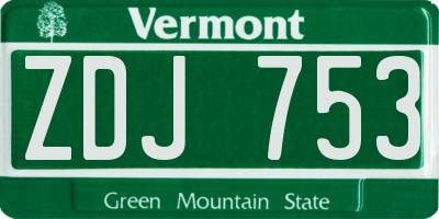 VT license plate ZDJ753