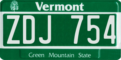 VT license plate ZDJ754